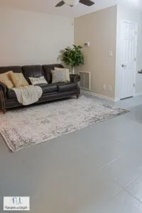 Rust-Oleum painted gray tile floors