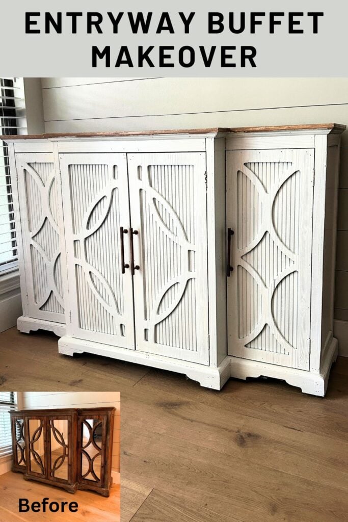 entryway buffet makeover with Pole wrap