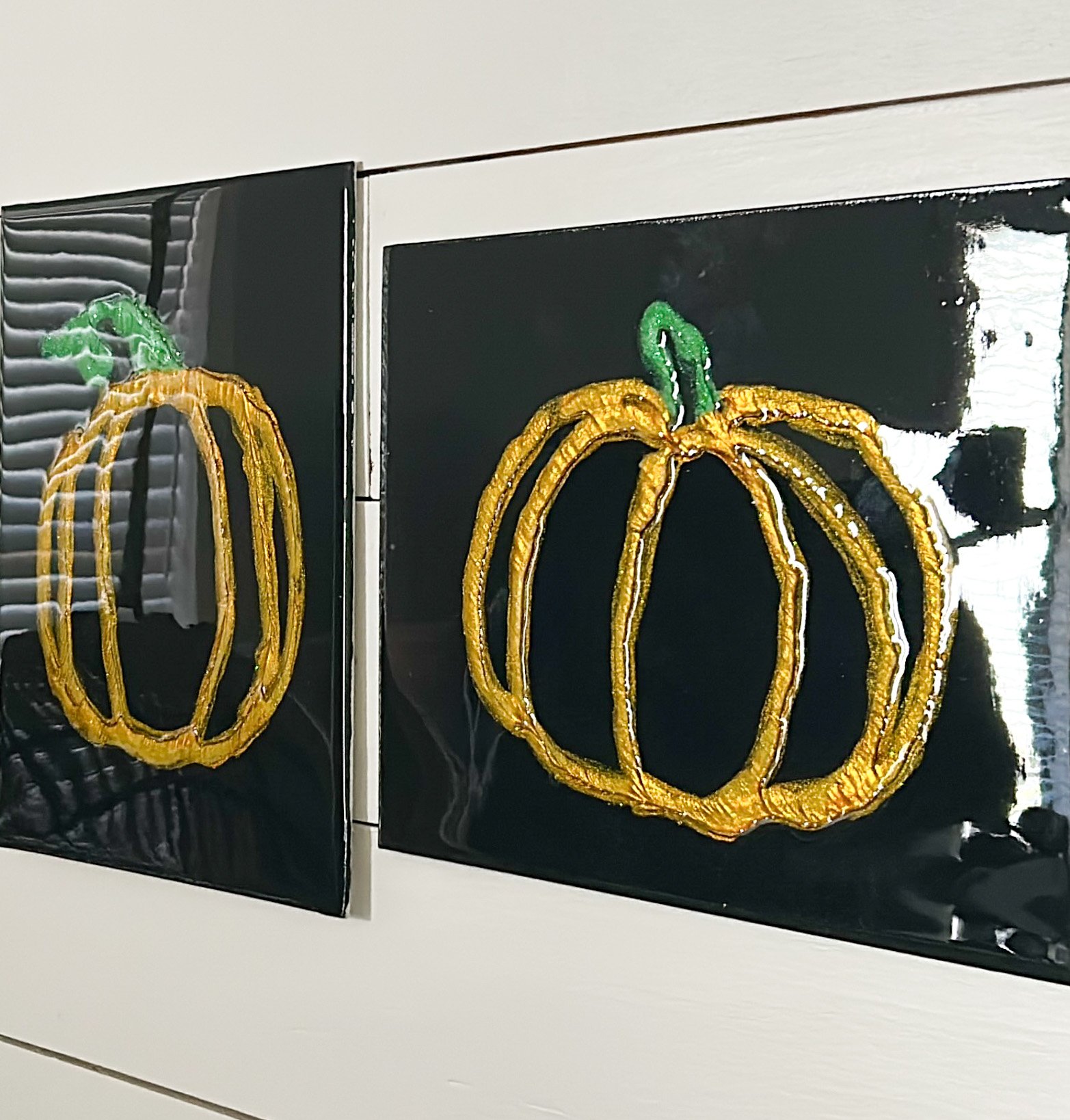 Pumpkin art with painted caulk