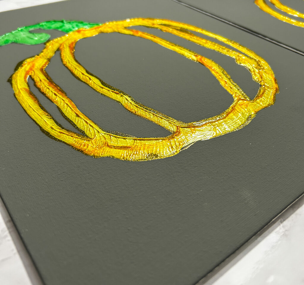 closer look of fall wall art with paintable caulk