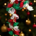 candy cane wreath with mesh ribbon