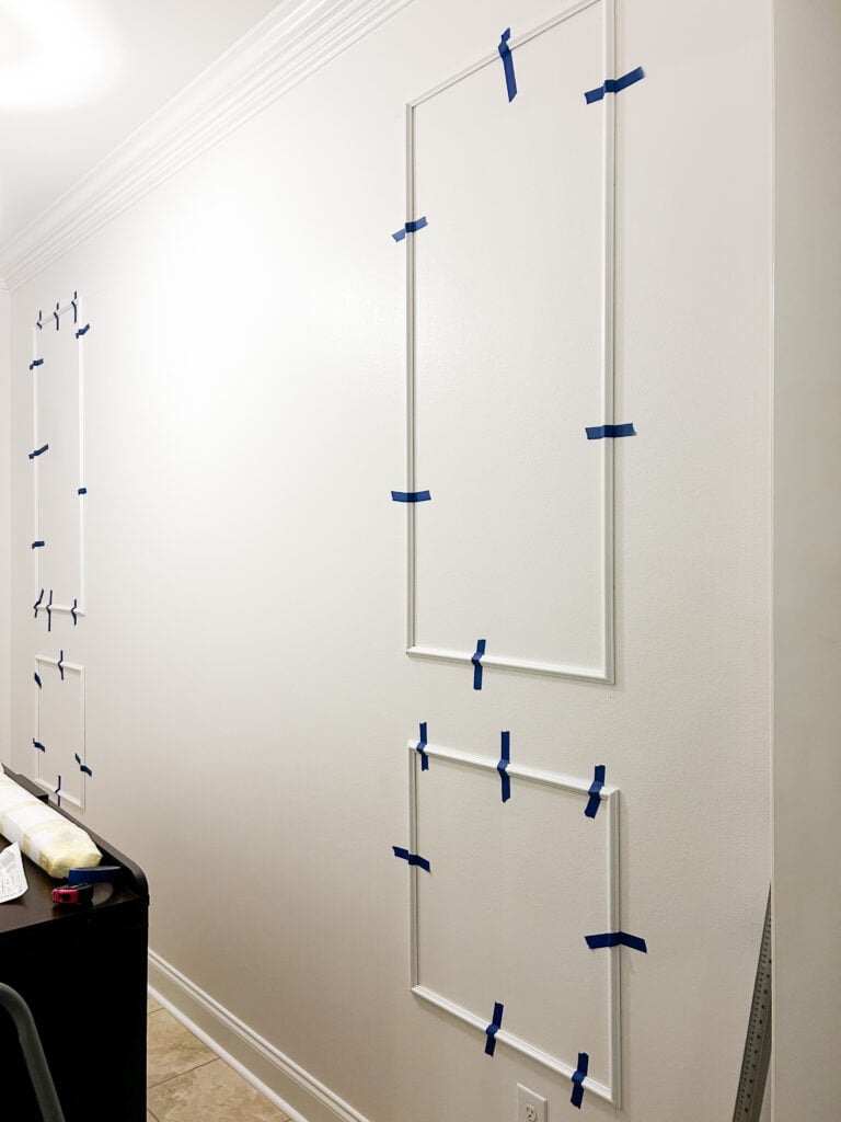 entryway picture moulding with painters tape