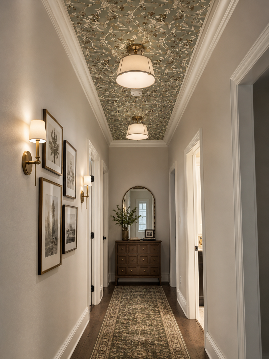 Hallway with wallpaper